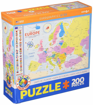 Puzzle Eurographics Smart Kids Collection Map of Europa 200 elementów 6200-5374 (628136653749)