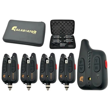 Набор сигнализаторов поклевки для рыбалки GLADIATOR RF1118 4+1 Black с пейджером