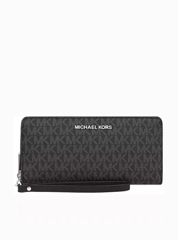 Женский кошелёк MICHAEL MICHAEL KORS Jet Set Travel Monogram Continental Leather Wallet BLACK 35H8STVT3B (66206)