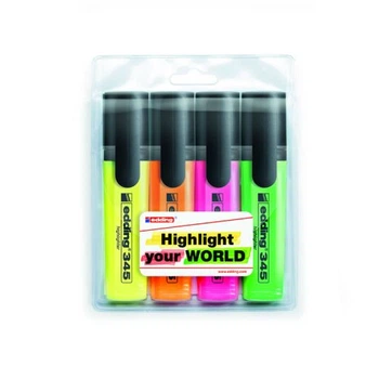 Маркер highlighter e 345 набор 4 шт блистер pvc оставляет четкий яркий насыщенный след