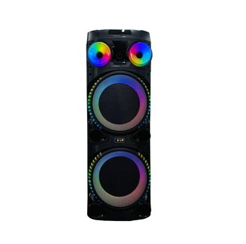 Портативная беспроводная Bluetooth колонка акустика VIP JT-1250 с RGB-подсветкой и двумя микрофонами на колесах караоке | 7Ah, 50000W, BT/USB/TF/AUX/TWS | Черный