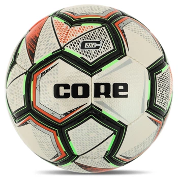 М'яч футбольний №5 PU ламінований зшитий вручну CORE DIAMOND FB-8463 (№5, 4 сл., зшитий вручну, білий-оранжевий)