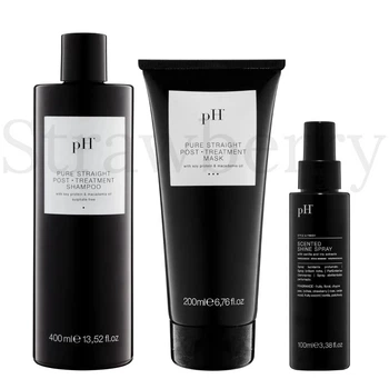 Набор для гладкости выпрямленных волос pH Laboratories: Безсульфатный шампунь pH Laboratories PURE STRAIGHT 400мл + Закрепляющая маска pH Laboratories PURE STRAIGHT 200мл + Парфюмированный блеск-спрей pH Laboratories Scented Shine Spray 100мл