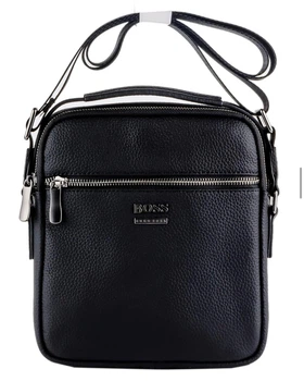 Сумка через плече чоловіча з натуральної шкіри з логотипом HUGO BOSS Crossbody Чорний
