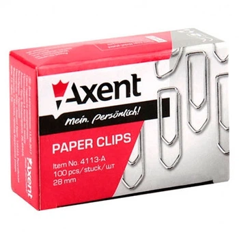 Скрепки 28мм 100шт Axent 4113-А
