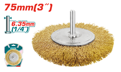 Щітка крацовка дискова, TOTAL, Ø 75 мм, хвостовик 1/4"