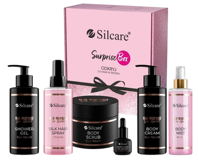 Zestaw kosmetyków do pielęgnacji Silcare Summer So Rose! So Gold! Peeling Silk Touch 300 ml + Spray Silk Vitamins 275 ml + Serum Silk Touch 15 ml + Żel pod prysznic 250 ml + Mgiełka do ciała 150 ml + Krem 250 ml (5902560564402)