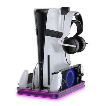 Док-станция JYS-P5225-V3 с охлаждением RGB подсветкой для PlayStation 5, PS5 Slim, PS5 Pro, PS Portal Черный