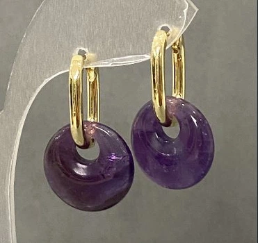 Серьги из аметиста, диаметр 15 мм, длина 27 мм, ida81821
