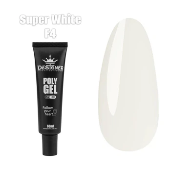 Полигель Дизайнер 60 мл Super White для наращивания и укрепления ногтей F4