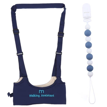 Детские вожжи Walking Assistant Moby Baby и Держатель для соски прорезывателя Бусины Синий n-13092