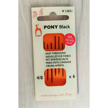 Набір голок для слабозорих чорні №4/8 Pony, 6 шт. (12821)