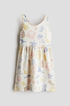 Плаття для дівчаток H&M 110-116 пісочний, малюнок мушлі, краби