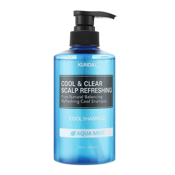 Безсульфатний шампунь KUNDAL Cool & Clear Scalp Refreshing Shampoo Aqua Mint з ментолом та екстрактом м'яти 500 мл