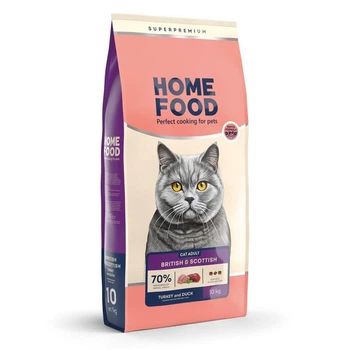 Сухой корм Home Food Adult Cat с индейкой и уткой для кошек британских и шотландских пород, 10 кг