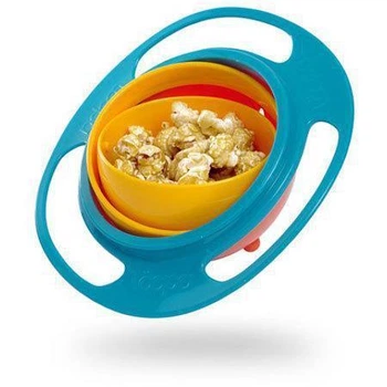 Детская тарелка непроливайка Universal Gyro Bowl для кормления с вращением 360 градусов для обучения самостоятельному питанию малышей для дома и путешествий с антискользящим дном и эргономичными ручками устойчивая конструкция для каш и фруктов
