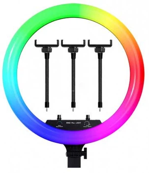 Светодиодная кольцевая лампа для селфи 45 см/Светодиодная лампа RGB с пультом + сумка (MJ18) 66128/40