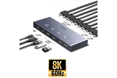 KVM-перемикач Ugreen з 4 портами Switch HDMI 2.1 Ugreen 8k 60hz 4k 120hz USB 3.0 Grey (CM692)