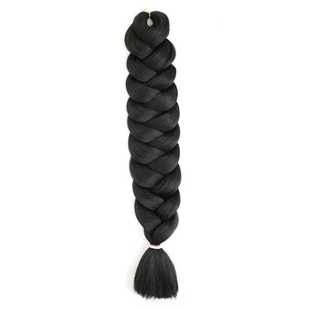Канекалон 1метр черный однотонный коса Jumbo Braid А1 165г