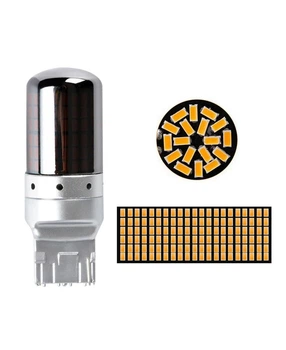 Автомобильная лампа с цоколем 7440 T20 WY21W 144SMD 3014 canbus 12V Chrome Amber Жёлтый свет (11822)