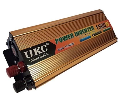 Инвертор автомобильный UKC SSK 1500W преобразователь тока с 12В на 220В