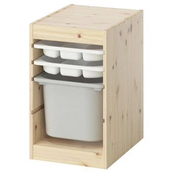 Полиця з контейнером/лотками ІКЕА TROFAST 32х44х52 см сірий (s29573300)