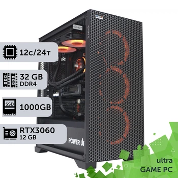 Игровой компьютер GamePC Ultra #119 Ryzen 9 5900x / 32GB / HDD 2TB / SSD 1TB / GeForce RTX 3060 12GB геймерский системный блок для киберспорта и стриминга