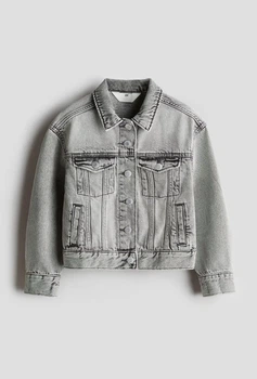 Дитяча джинсова куртка для дівчинки H&M 134 см Сірий (25072408A)