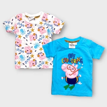Футболка Primark набір 2 шт. дитяча на хлопчика Свинка Пеппа Peppa Pig 68 см (3-6 міс) біла, синя
