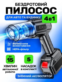 Беспроводной ручной пылесос аккумуляторный портативный с 5 насадками, мощный мини-пылесос для уборки салона автомобиля, офиса и рабочего места