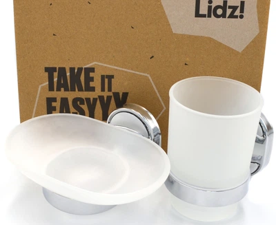 Комплект ванних аксесуарів Lidz Oreo: мильниця настінна + склянка настінна з тримачем, хром