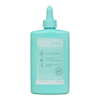 Клей ПВА Buromax Pastel 200мл М'ятний корпус (BM.4857-38)