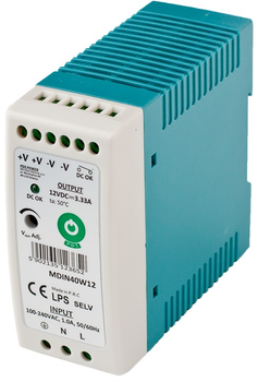 Transformator do lamp POS DIN Rail PSU Slim 12V/3.33A (MDIN40W12)