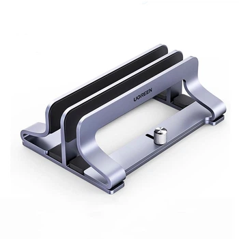 Вертикальная подставка для ноутбука на стол UGREEN LP258 Vertical Laptop Stand Dual-slot держатель для макбук на два устройства серый (60643)