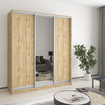 Шкаф-купе трехдверный MebelStar Уни AL 2ДСП/Зеркало 180x45x210 см Дуб тахо (MBS-4253)