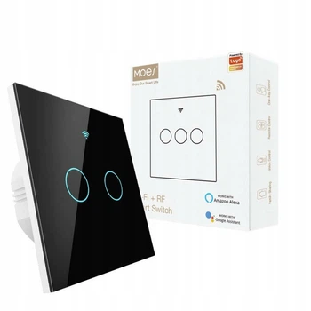 Одноклавішний перемикач Tuya WiFi+RF L+N Moes чорний WRS-EU1-BK (5902135158623)