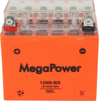 АКБ мото гелевый 12V 9-А/Ч L+ (MegaPower) (135x76x135) 12N9-BS