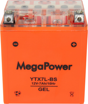 АКБ мото гелевый 12V 7-А/Ч R+ (MegaPower) (110х70х130) YTX7L-BS