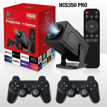 Проектор с игровой приставкой для кино и игр смарт домашний кинотеатр с джойстиками 4K Android 11 1080P 1280*720P HD Dual Wi-Fi 6 Bluetooth 5.0 з пультом ДУ UKC HCS 350 PRO