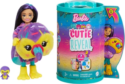 Кукла-сюрприз Barbie Cutie Reveal Chelsea Toucan Plush Челси в костюме Тукан Милашка проявляшка (HKR16)