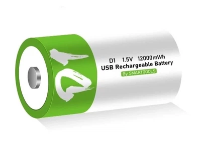 Литий-ионный аккумулятор Тип D R20 Clefers Емкость 12000mWh Тип зарядки USB Type-C 1.5V (4030356)