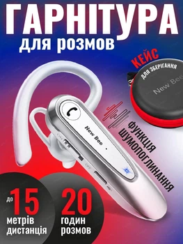 Беспроводная bluetooth гарнитура New Bee LC-B45 с шумопоглощением и чехлом White