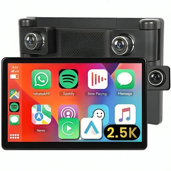 Автомобільний дисплей CarPlay Podofo A3782 8", бездротовий Apple CarPlay та Android Auto, монітор з відеореєстратором, для камер