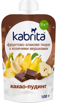 Фруктово-злакове пюре з козячими вершками Kabrita Какао-пудинг з 9 місяців 100 г (8716677009148)