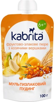 Фруктово-злакове пюре з козячими вершками Kabrita Мультизлаковий пудинг з 6 місяців 100 г (8716677009131)