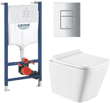 Набiр Інсталяція Grohe Rapid SL 2 в 1 3884966Q з панеллю змиву Even 38966000 + унітаз підвісний Koller Pool Trend TR-0490-RQ3 з сидінням Soft Close дюропласт (змив Торнадо 3.0)