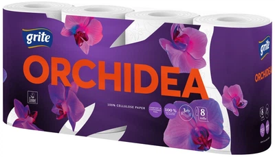 Туалетний папір Grite Orchidea 17.4 м 145 відривів 3 шари 8 рулонів (4770023348033)