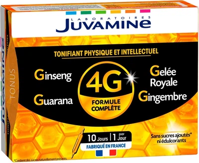 Енергетичний комплекс Juvamine Женьшень 4G + маточне молочко + гуарана + імбир 10 ампул х 10 мл (3160920642265)