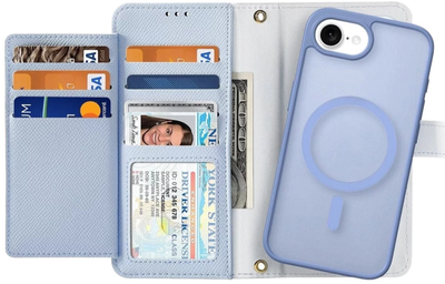 Чохол-книжка DUX Ducis Lawa для iPhone 16e зі знімним магнітним гаманцем Light Blue (6971824158700)