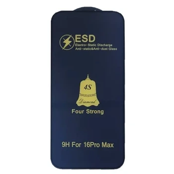 Захисне скло ESD 4S (anti-static) для iPhone 16 Pro Max чорне тех.пак.